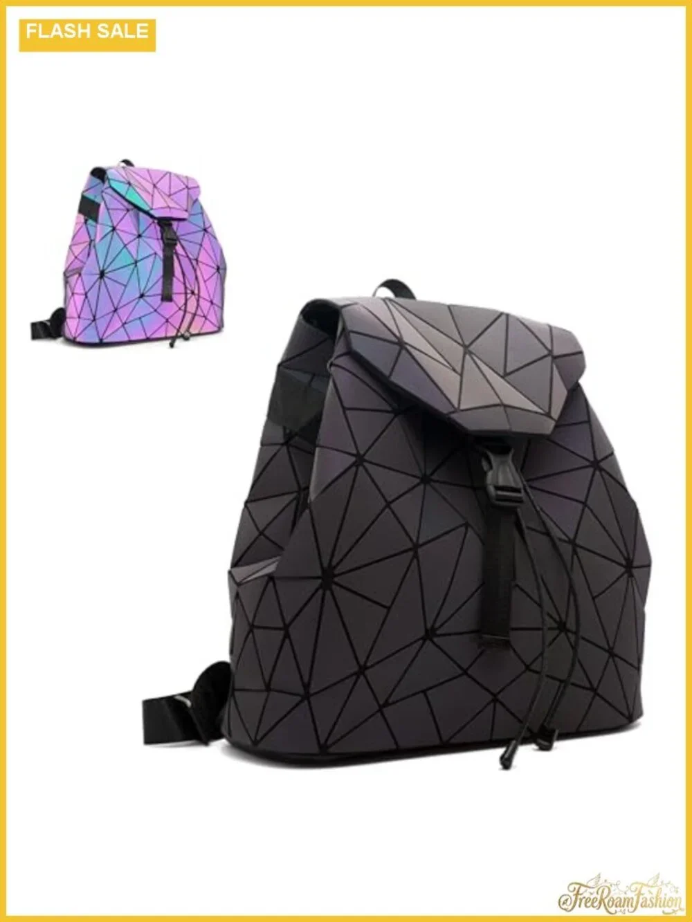 Holographic Geometric Women's Backpack Luminous Travel Daypack